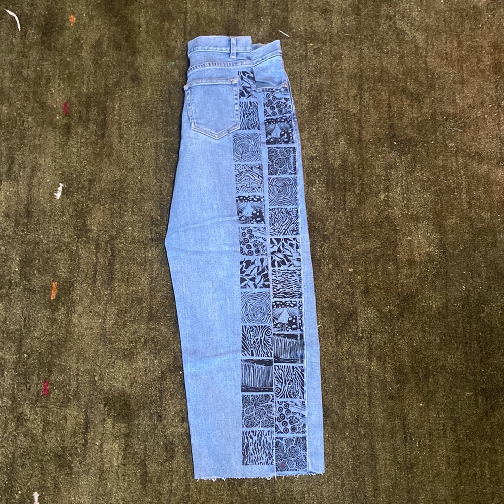 Hand Block-Printed Jeans